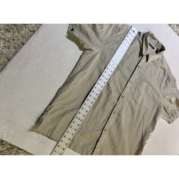 REI Hemp Blend Organic Cotton Button Up Shirt Mens L Beige Short Sleeve Casual - Picture 6 of 6